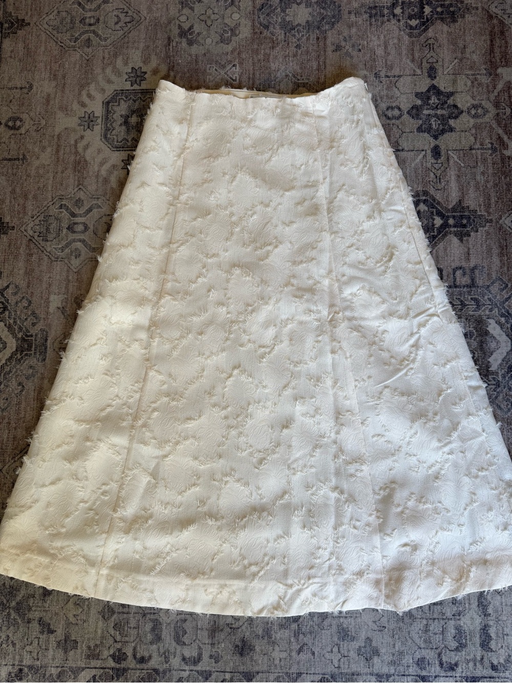 Mango Classic White Embroidered A-Line Skirt